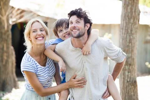 Family with one child, portrait Stock Photos