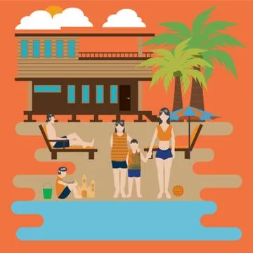 Family outing Stock Illustration