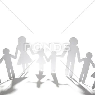 Family paper chain cutout holding hands Stock Photos