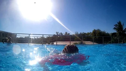 Family in pool Stock Footage 107823954
