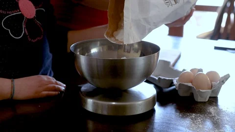Family preparation of cake Stock Footage 126291370