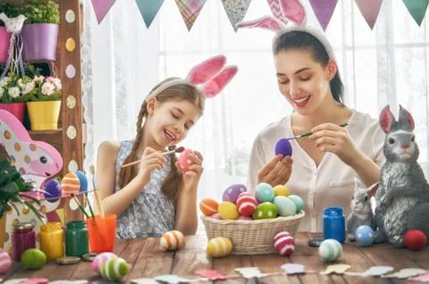Family preparing for Easter Stock Photos