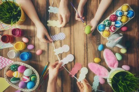 Family preparing for Easter Stock Photos