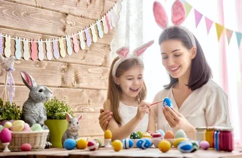 Family preparing for Easter Stock Photos