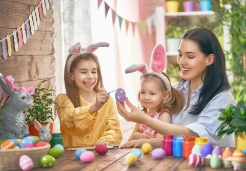 Family preparing for Easter Stock Photos