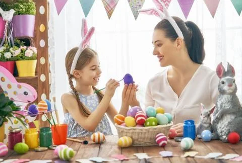 Family preparing for Easter Stock Photos