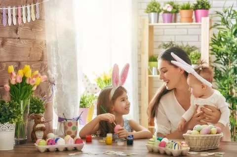Family preparing for Easter Stock Photos