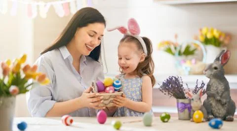 Family preparing for Easter Stock Photos