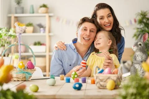 Family preparing for Easter Stock Photos