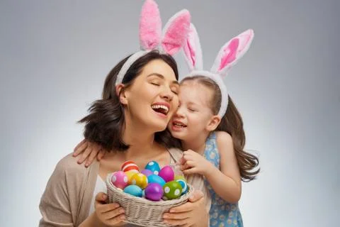 Family preparing for Easter Stock Photos