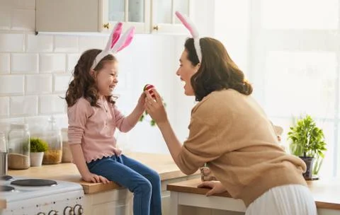 Family preparing for Easter Stock Photos