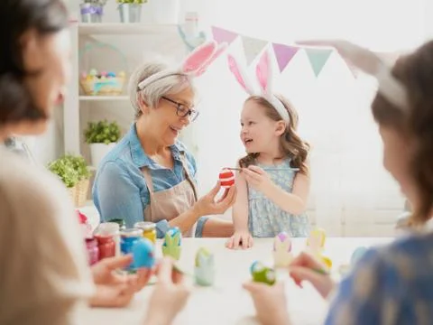 Family preparing for Easter Stock Photos