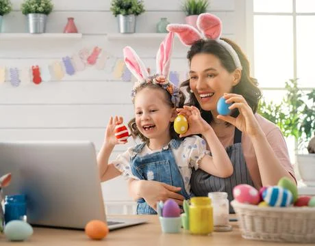 Family preparing for Easter Stock Photos