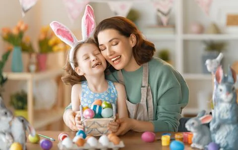 Family preparing for Easter Stock Photos