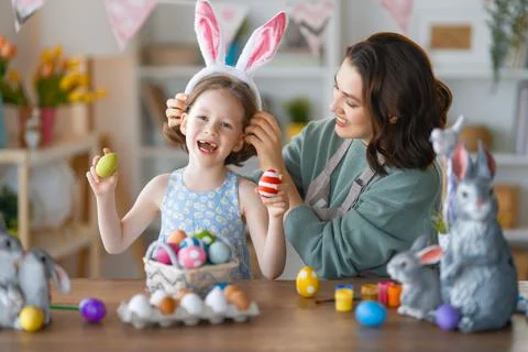 Family preparing for Easter Stock Photos