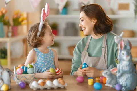 Family preparing for Easter Stock Photos