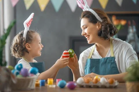 Family preparing for Easter Stock Photos