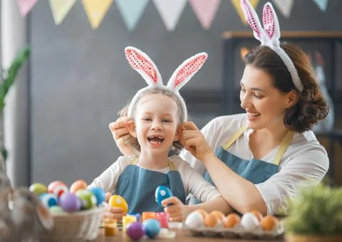 Family preparing for Easter Stock Photos
