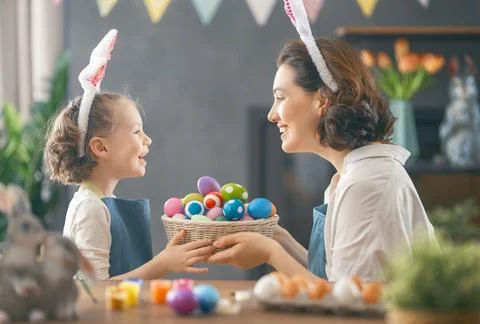 Family preparing for Easter Stock Photos