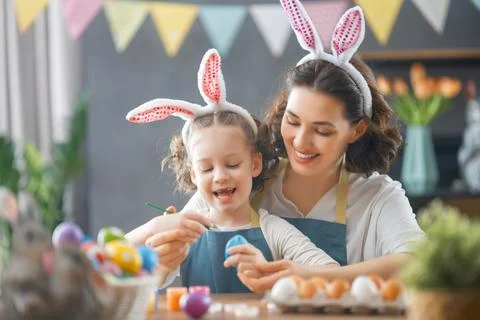 Family preparing for Easter Stock Photos