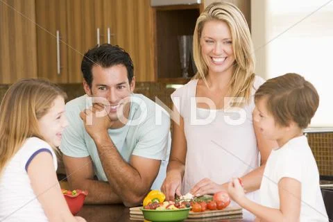 Family preparing meal,mealtime together Stock Photos