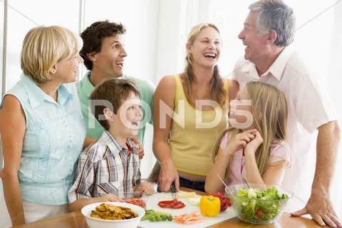 Family preparing meal,mealtime together Stock Photos