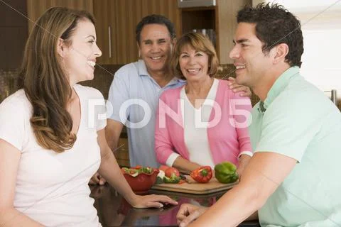 Family preparing meal,mealtime together Stock Photos