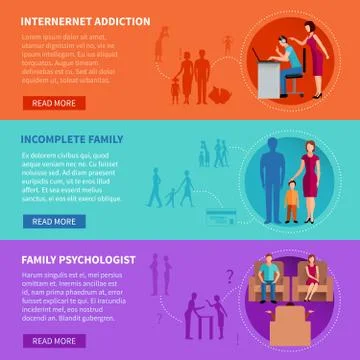 Family Problems Banners Stock Illustration