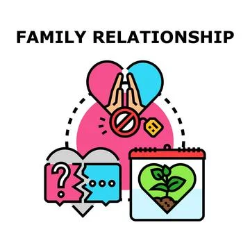 Family relationship problems, breakdown, and nurturing growth concept Stock Illustration