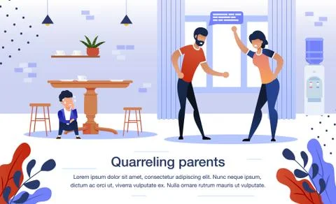 Family Relationships Problems Flat Vector Banner Stock Illustration