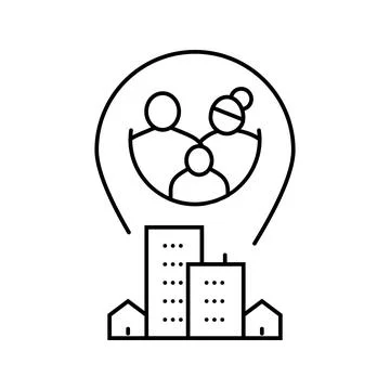 Family relocation line icon vector illustration Stock Illustration