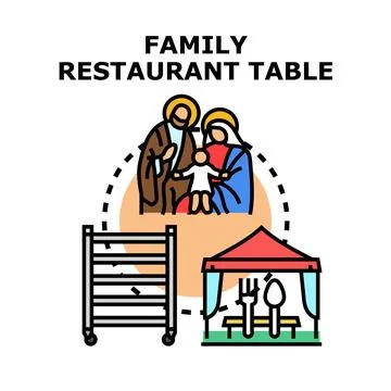 Family restaurant table concept vector illustrating dining Stock Illustration