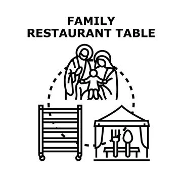 Family restaurant table concept vector illustrating dining Ilustración de archivo