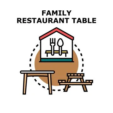 Family restaurant table concept vector illustration Stock Illustration
