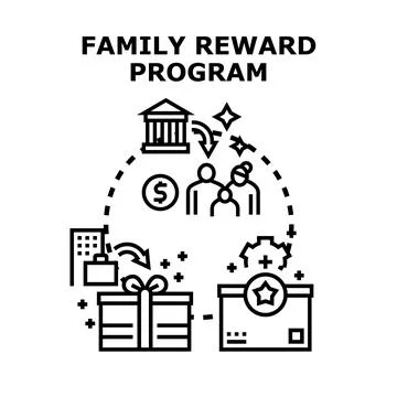 Family reward program offering loyalty benefits and bonuses Stock-Illustration