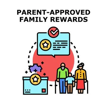 Family rewards program concept with parental approval Stockillustratie