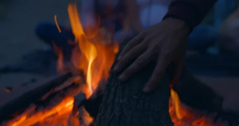 Family roasting marshmallows while camping at the beach. Vidéo 88371748
