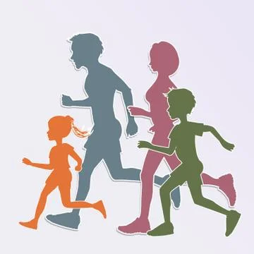 Family running Stock Illustration