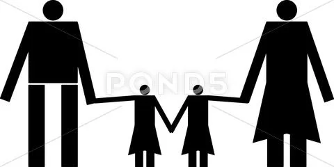 Family Silhouettes Stock Illustration