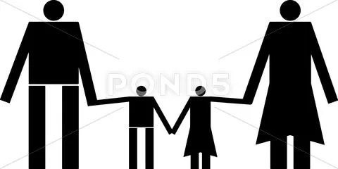 Family Silhouettes Stock Illustration