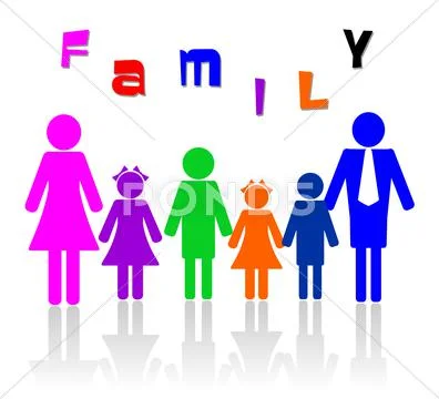Family of six members Stock Illustration
