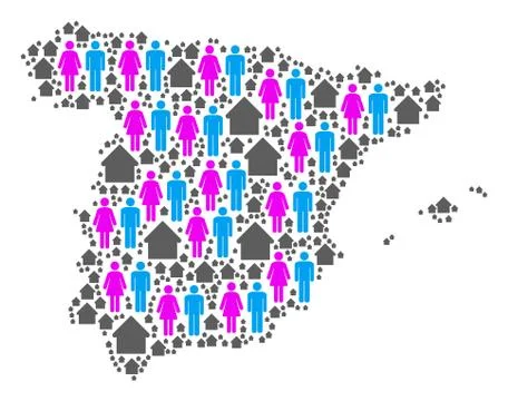 Family Spain Map Stock Illustration
