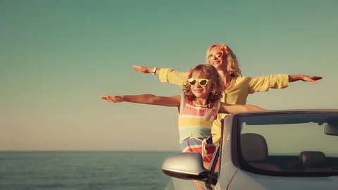 Family on summer vacation. Slow motion Stock Footage