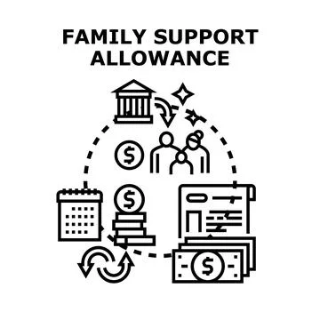 Family support allowance program offering financial assistance Stock Illustration