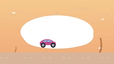 Family SUV Driving Through Flat Landscape - Sunset Animation Vidéo 341486782