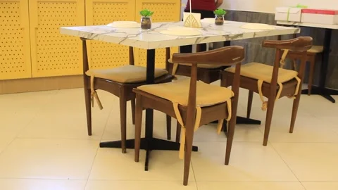 Family table with Decor Props on top a Table  on native wooden modern Stock Footage 160860941