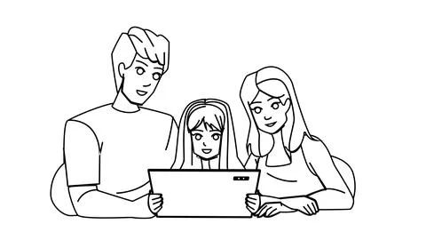 Family tablet vector Stock Illustration