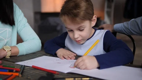 Family of three at the table Stock Footage 89219872