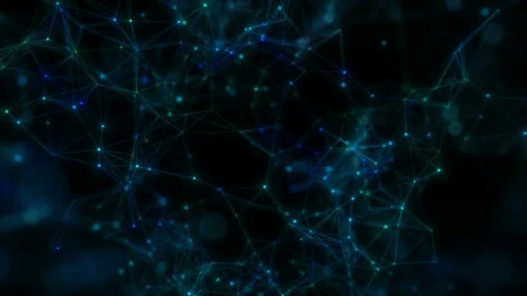 Family ties.Digital Data Points Network Loop dark background, rotating Stockbeeldmateriaal 105416232