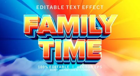 Family time 3d vector text effect with modern style design Stock Illustration